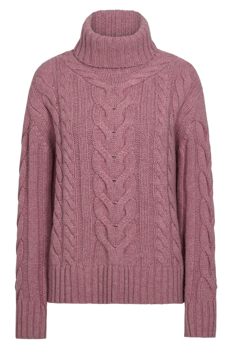 Traveling Cashmere Cable Sweater, Alternate, color, PLUM