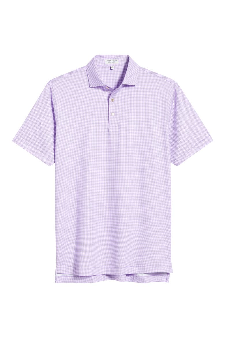 Gingham Check Performance Jersey Polo, Alternate, color, PURPLE IRIS