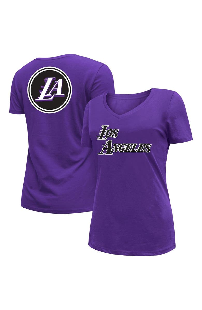 New Era Women's New Era Purple Los Angeles Lakers 2022/23 City Edition V-Neck T-Shirt, Main, color,