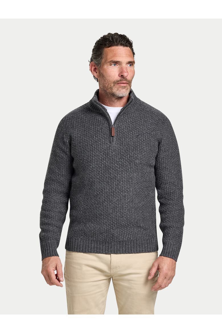 Chunky Textured Quarter Zip Knit Sweater, Main, color, Dark Grey Marl