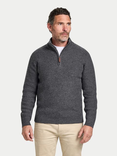 Chunky Textured Quarter Zip Knit Sweater