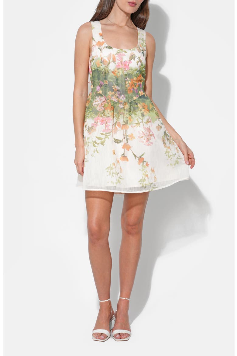 Isla Cutout Tie Back Mini Sundress, Alternate, color, CREAM/ GREEN