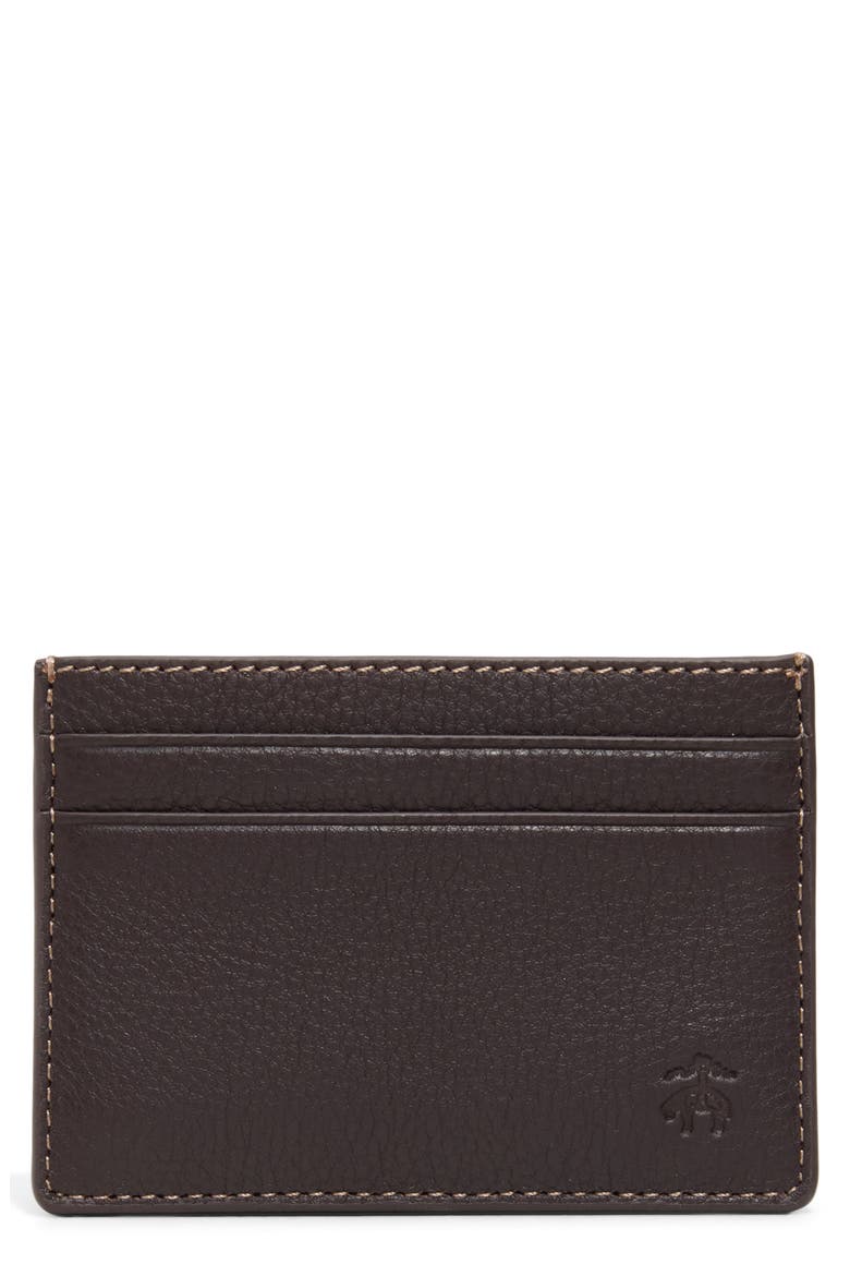 Portland Pebbled Leather Card Case, Main, color, BROWN