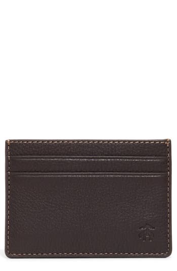 Brooks Brothers Portland Pebbled Leather Card Case In Brown