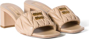 Miu Miu Matelassé Block Heel Slide Sandal (Women) | Nordstrom