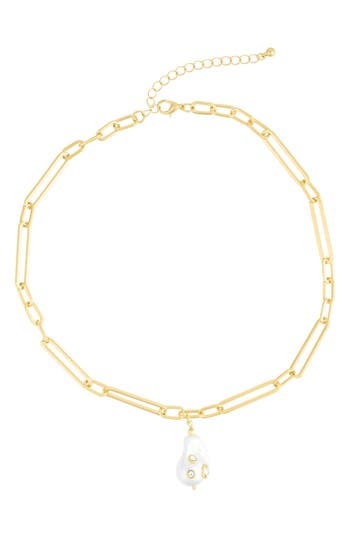 Adornia Freshwater Pearl Pendant Necklace In White