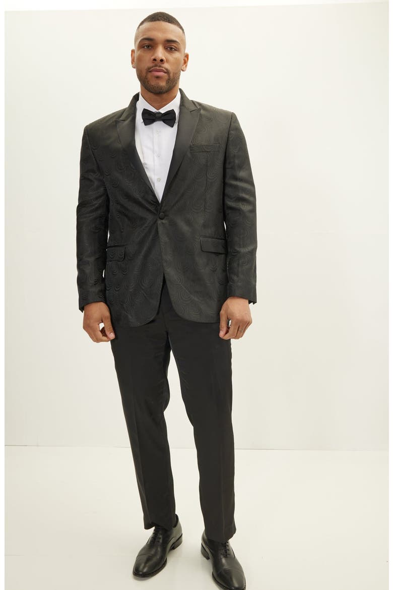 Peak Lapel Tuxedo Jacket, Alternate, color, BLACK