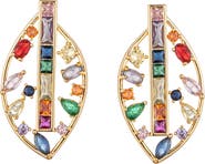 EYE CANDY LOS ANGELES Multicolor Cubic Zirconia Leaf Drop Earrings