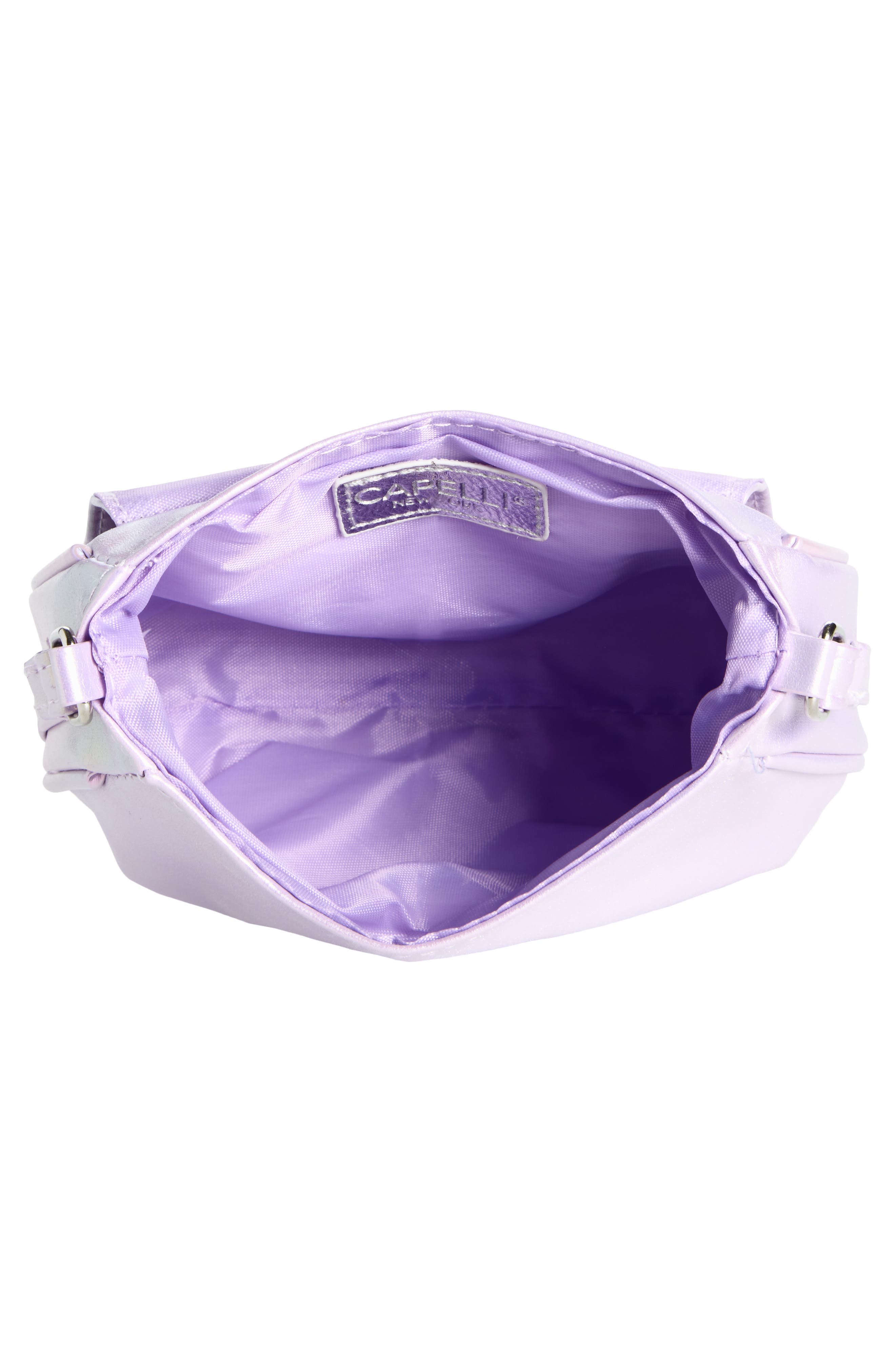 Capelli New York Kids' Metallic Shoulder Bag, Alternate, color, Lilac