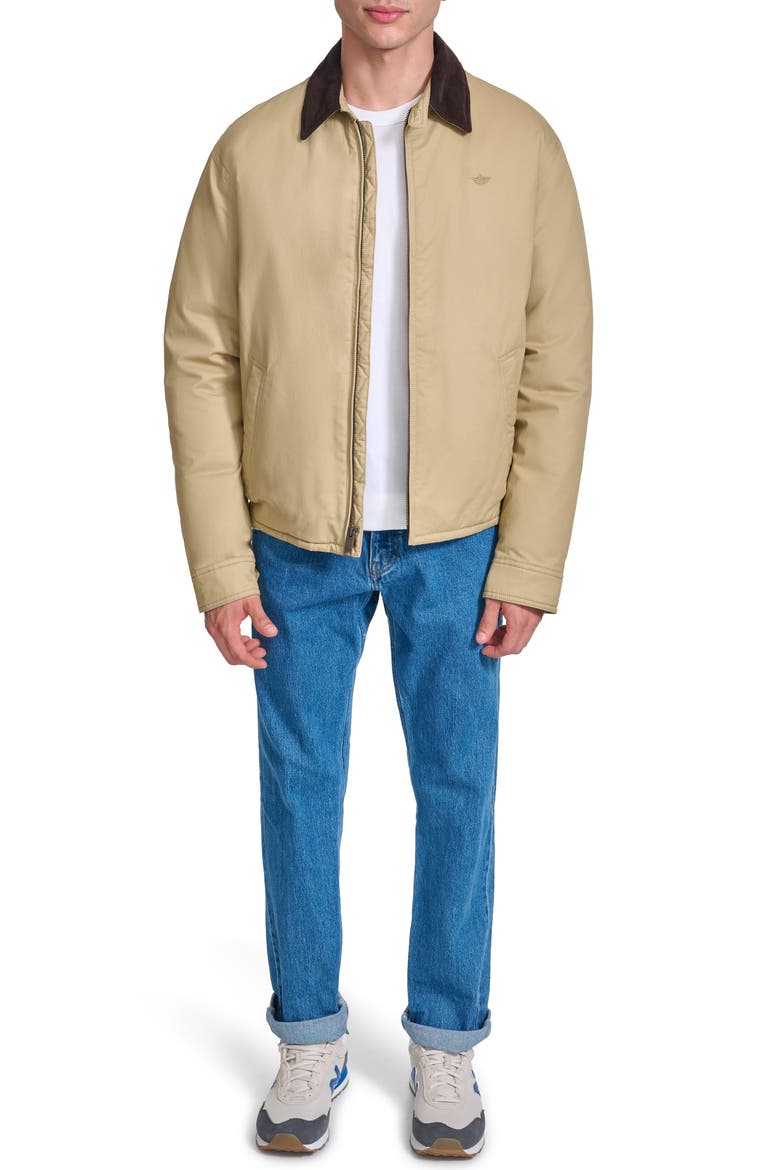 Padded Corduroy Collar Cotton Bomber, Alternate, color, HARVEST GOLD