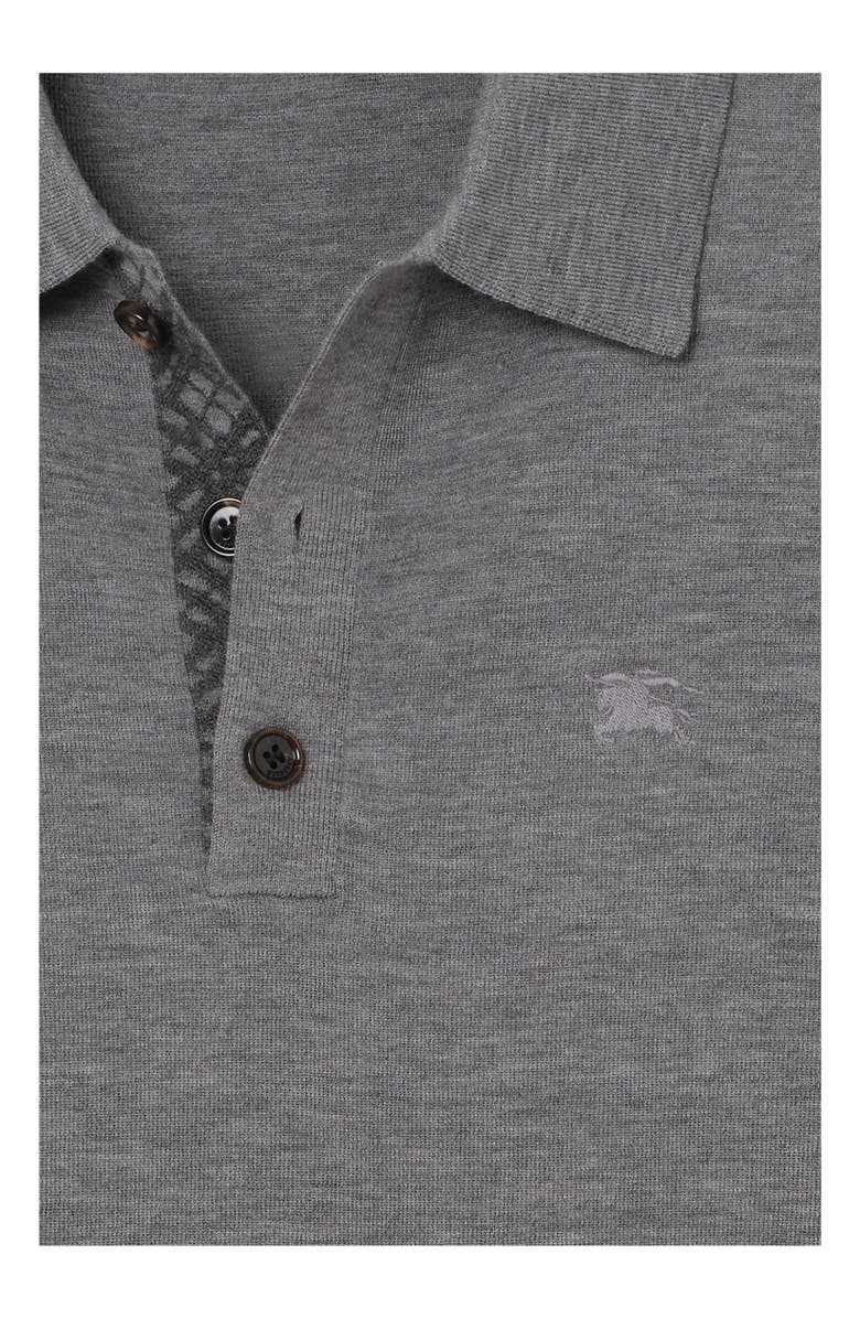 Burberry Cashmere Polo Shirt, Alternate, color, Mid Grey Melange