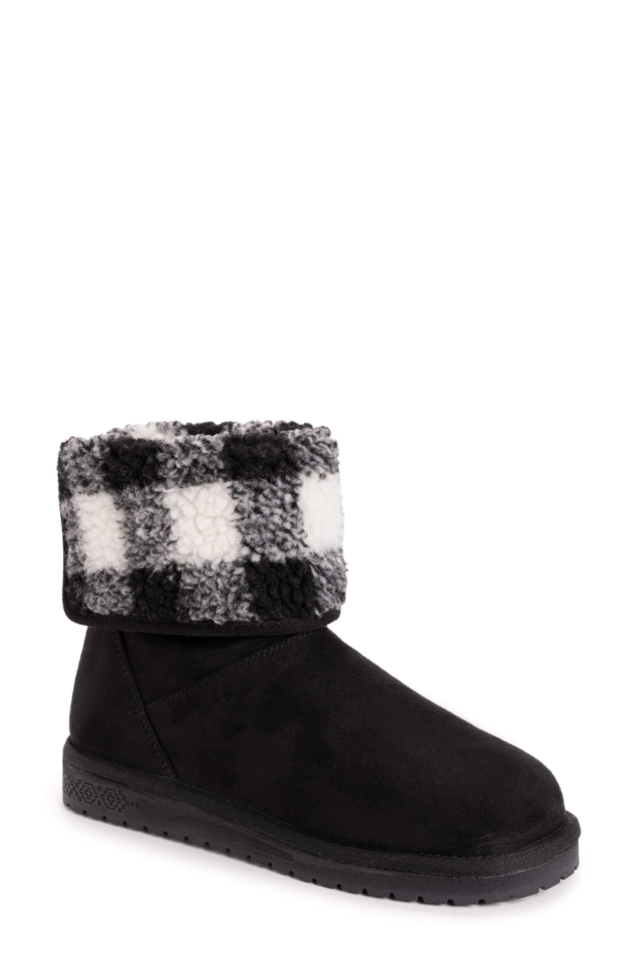MUK LUKS Clover Faux Shearling Boot, Main, color, Black