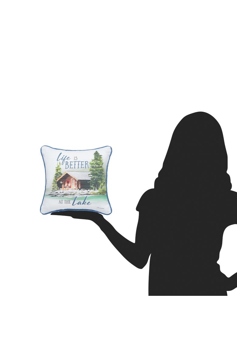 Life Is Better At The Lake Printed Small/Petite Accent Pillow 10" x 10", Alternate, color, Blue