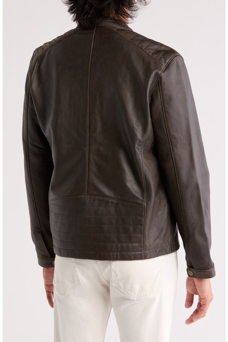 Cafe Racer Leather Jacket, Alternate, color, DARK BROWN