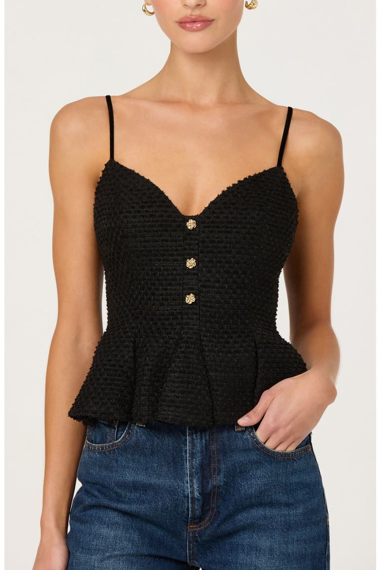 Paislee Texture Peplum Top, Alternate, color, BLACK
