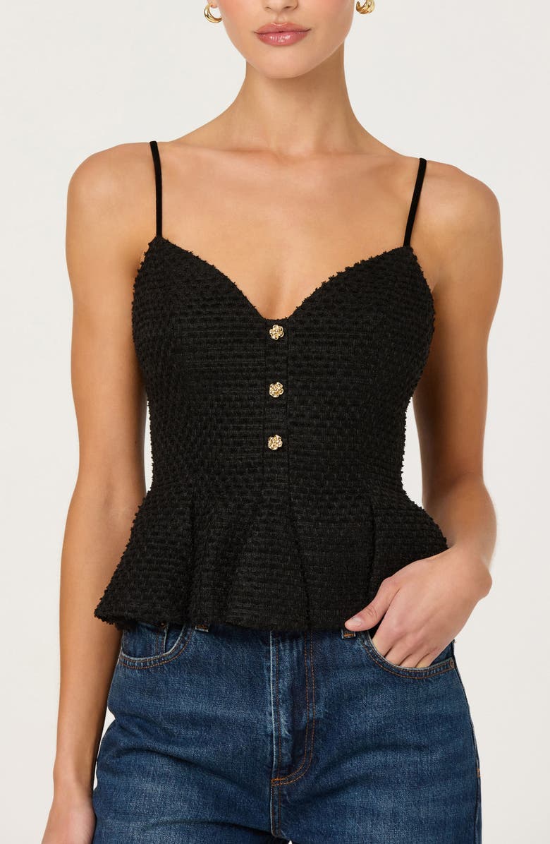 ASTR the Label Paislee Texture Peplum Top, Alternate, color, Black