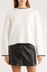 Elodie Contrast Stitch Pullover Sweater