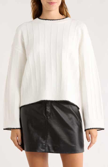 Elodie Contrast Stitch Pullover Sweater