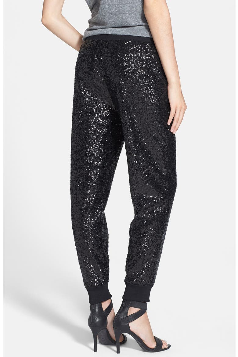 Sequin Track Pants, Alternate, color, BLACK