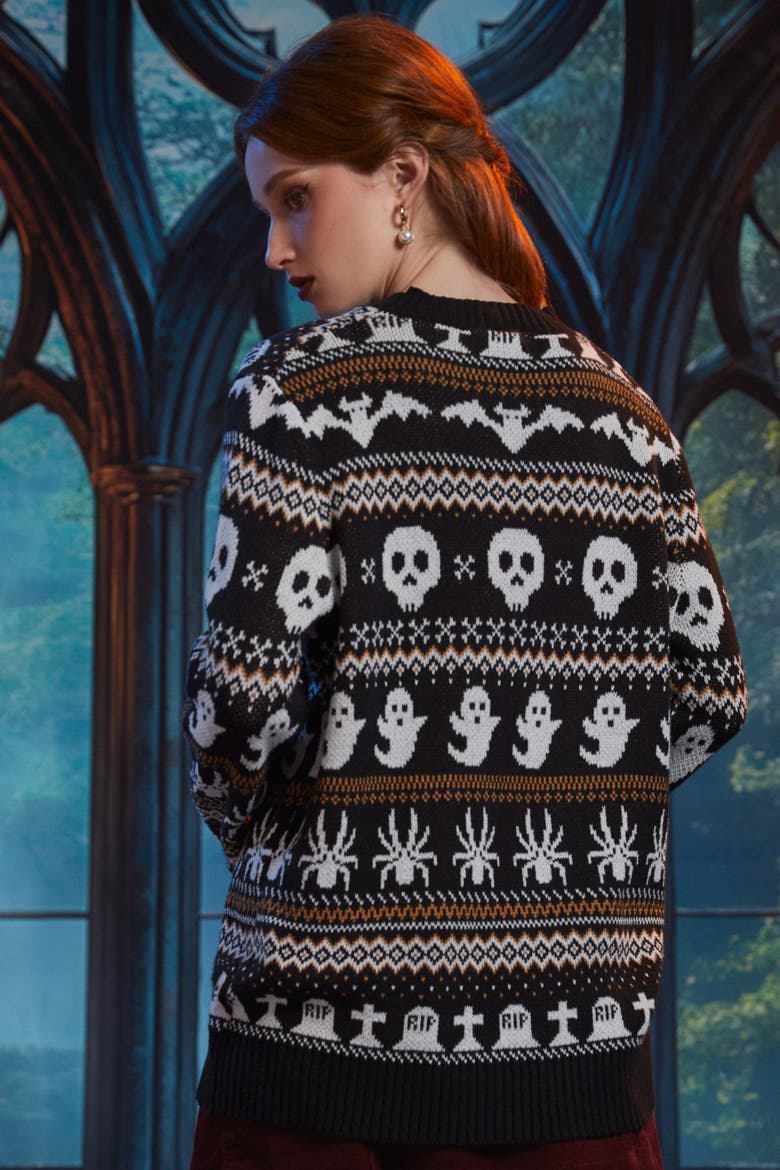 Fairly Frightful Fair Isle Halloween Sweater, Alternate, color, Creepin' It Cozy