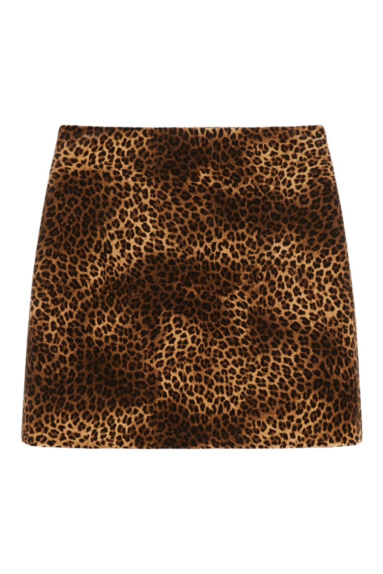Disco Leopard Print Miniskirt, Alternate, color, CAMEL