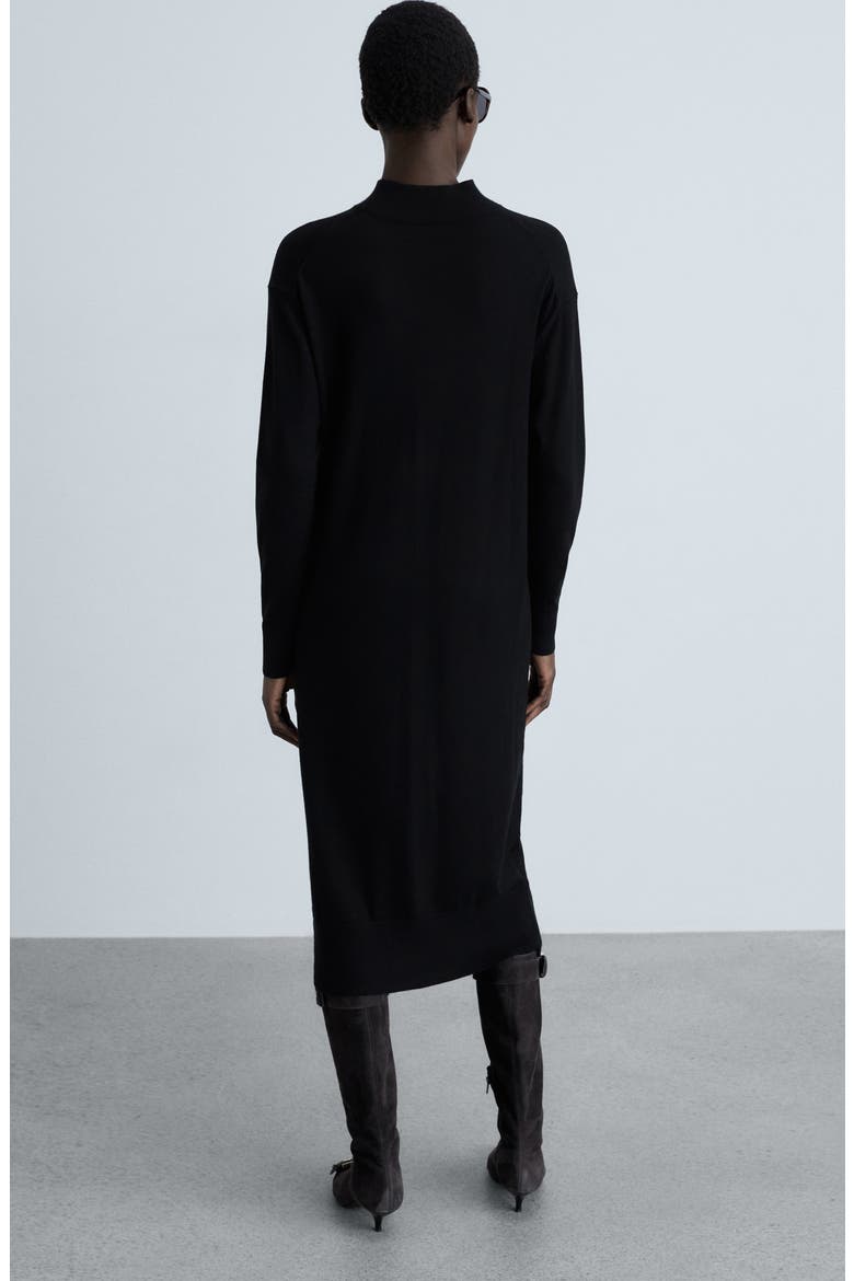Mock Neck Long Sleeve Dress, Alternate, color, BLACK