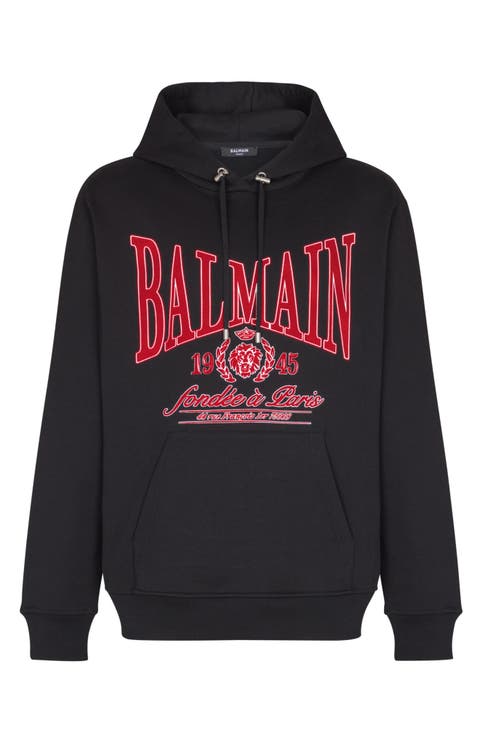 Flocked Balmain College hoodie