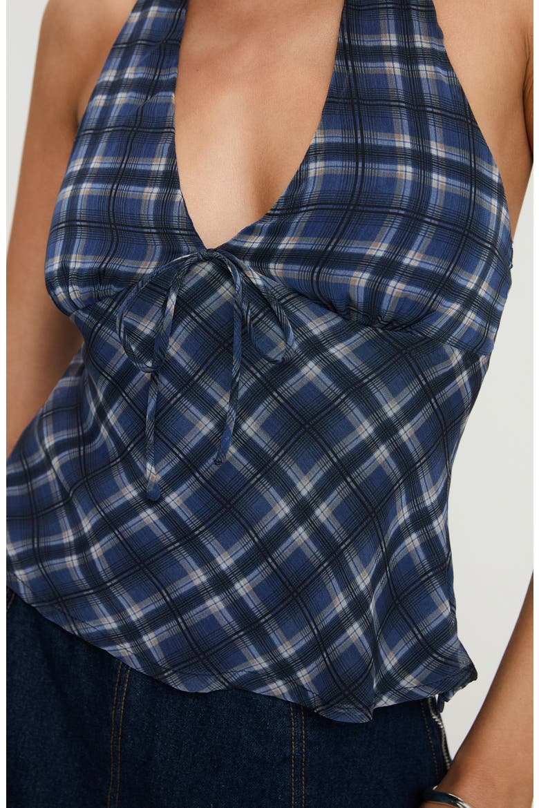 Amalthea Plaid Halter Top, Alternate, color, BLUE