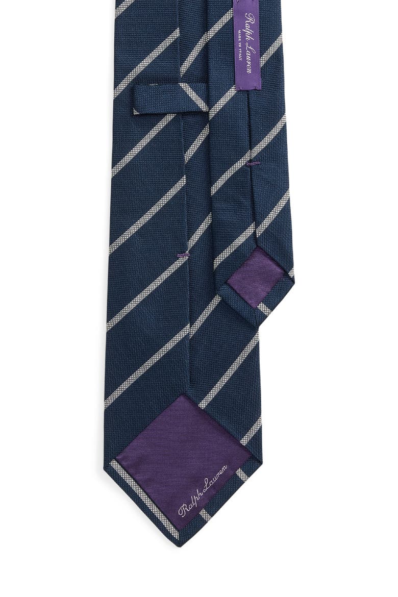 Stripe Silk Tie, Alternate, color, NAVY