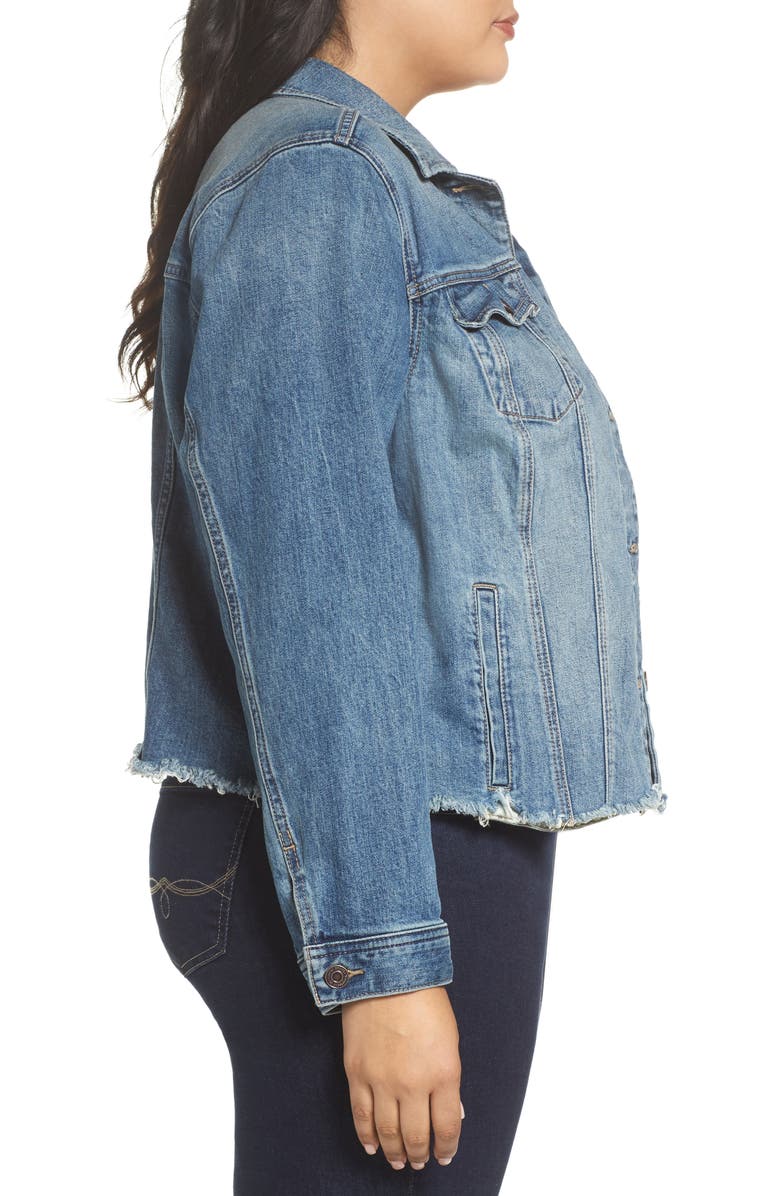 Lucky Brand Frayed Hem Denim Jacket, Alternate, color,