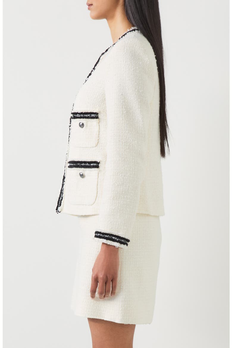 Charlie Contrast Trim Tweed Jacket, Alternate, color, CRE-CREAM