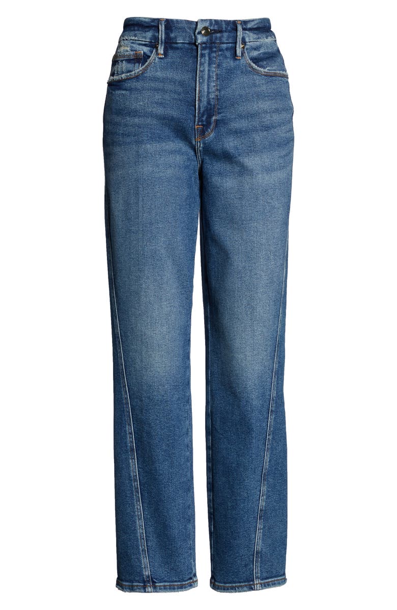 Good American Twist Seam Crop Straight Leg Jeans, Alternate, color, 