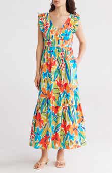 Maggy London Floral Ruffle Tiered Maxi Dress
