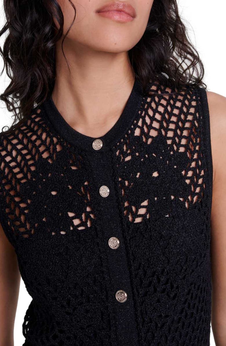 maje Crochet-knit maxi dress, Alternate, color, 