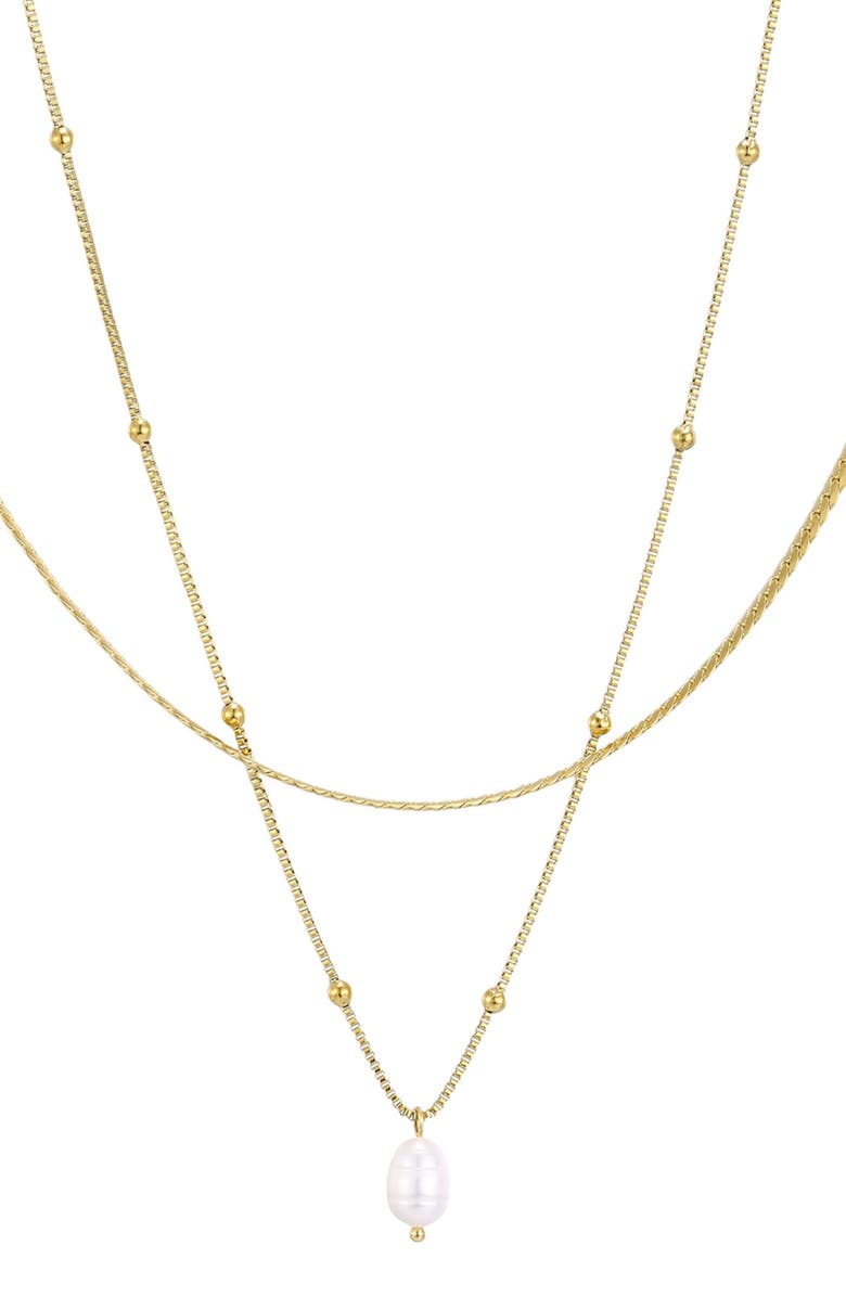 Adornia Set of 2 Assorted Chain Necklaces, Main, color, White/ Gold