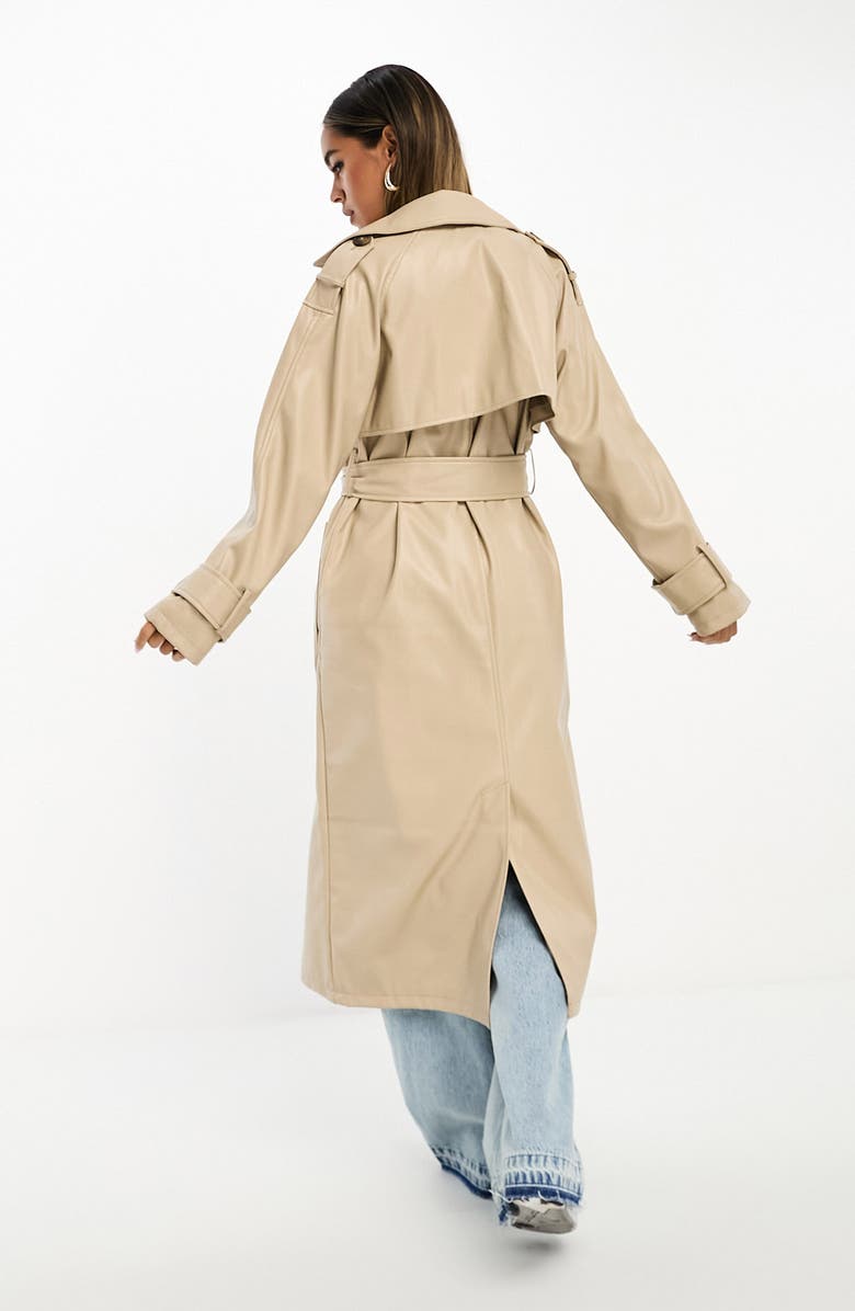 ASOS DESIGN Faux Leather Trench Coat, Alternate, color,