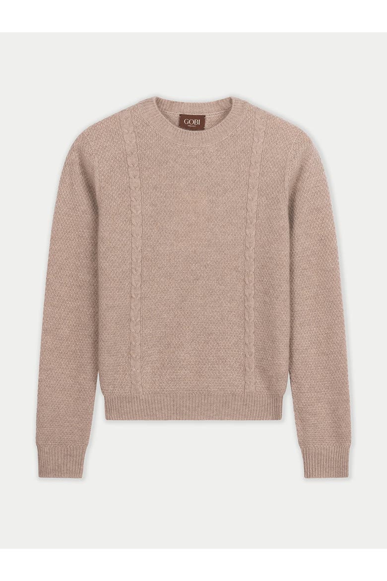 Cropped Crewneck Cashmere Sweater, Main, color, warm grey
