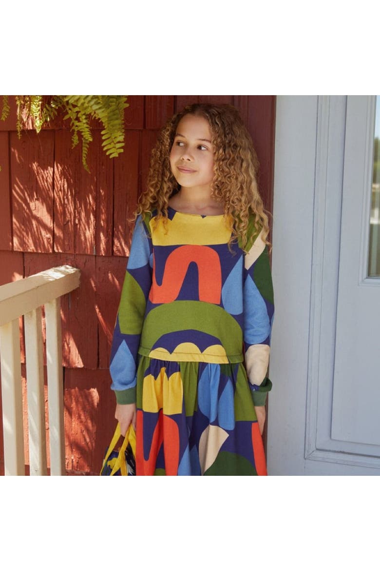 Fall Shapes Dress, Alternate, color, Beacone Blue/Multi