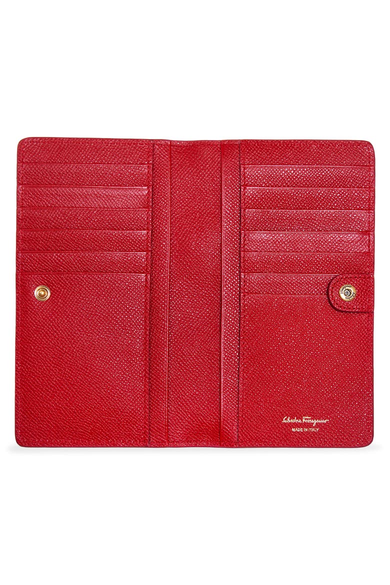 Salvatore Ferragamo Gancio Leather Continental Wallet, Alternate, color, LIPSTICK LIPSTICK