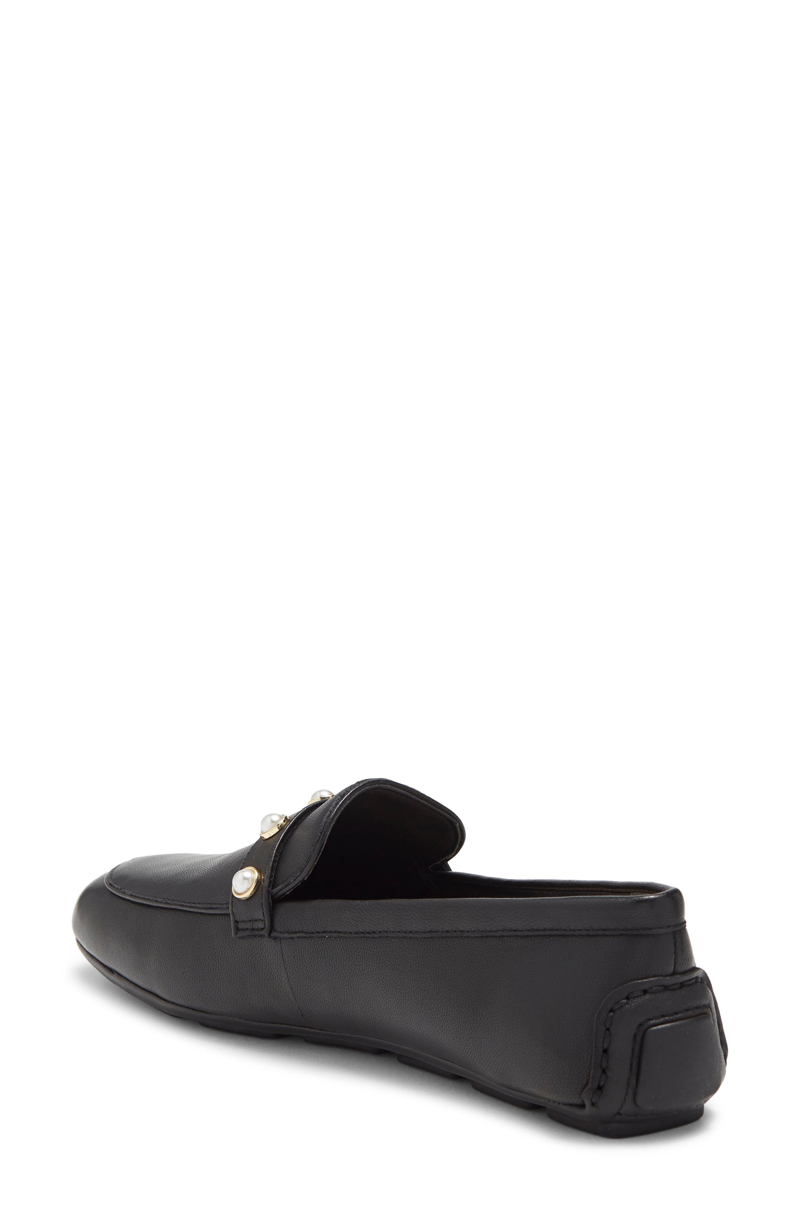 Stuart Weitzman Imitation Pearl Driving Loafer, Alternate, color, Black