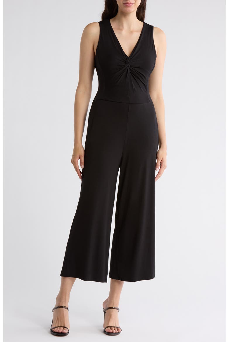Leighton Knotted Sleeveless Jumpsuit, Main, color, BLACK