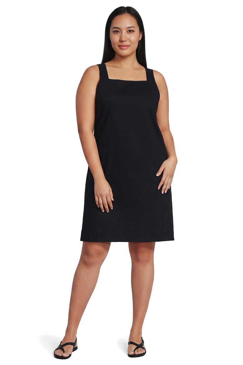 Linen Shift Above the Knee Dress, Main, color, Black