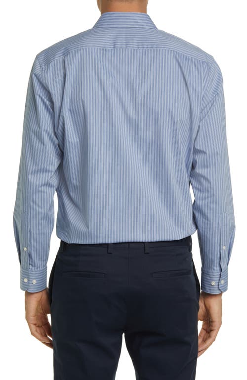 NORDSTROM NORDSTROM TECH-SMART TRIM FIT STRIPE COTTON BLEND DRESS SHIRT 
