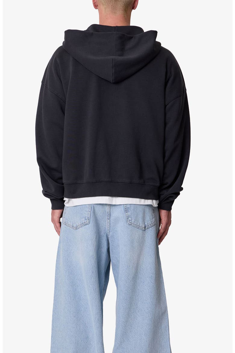Heavyweight Basic Zip-Up Cotton Hoodie, Alternate, color, WASHED BLACK