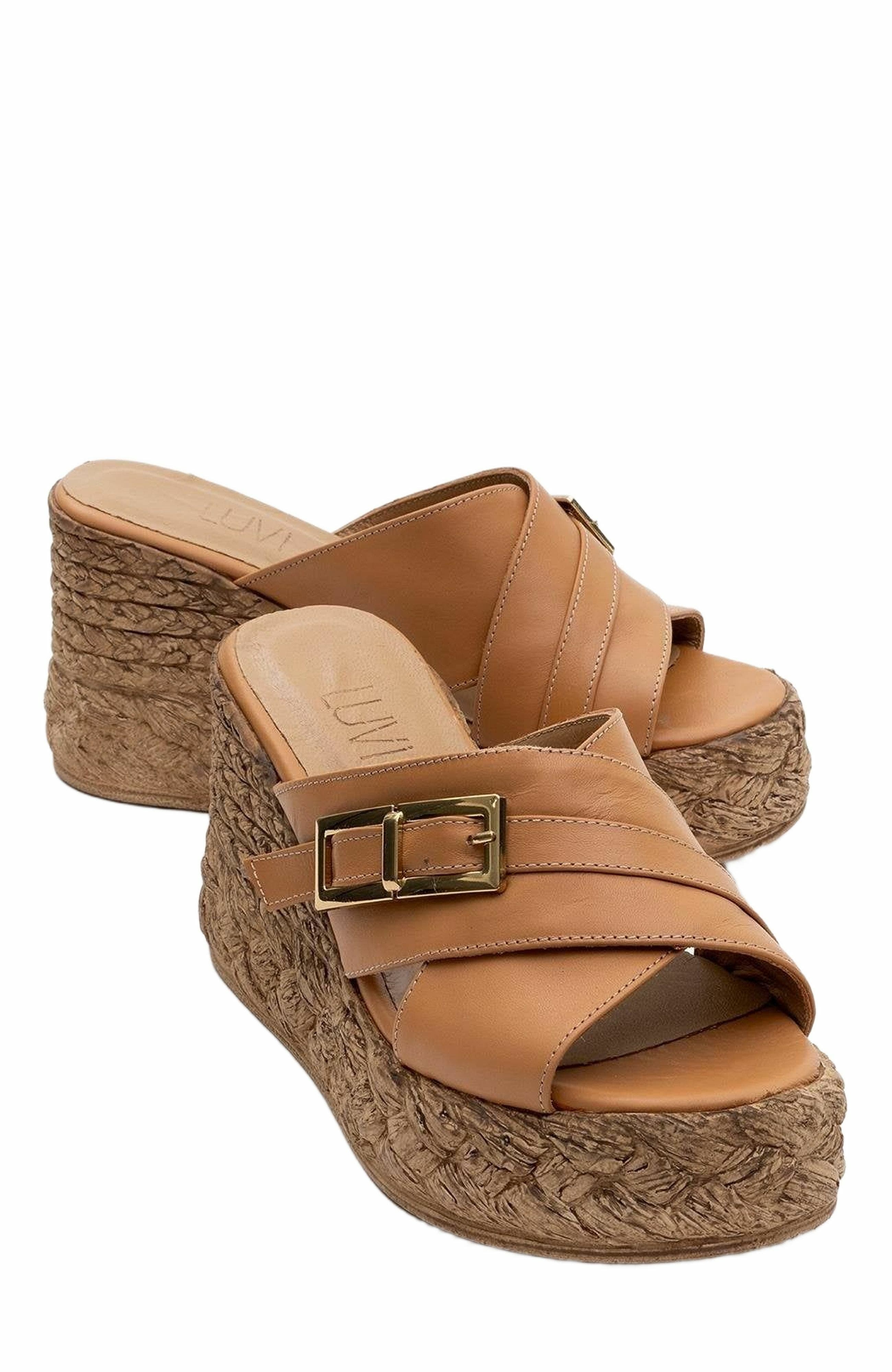 Forever & Always Shoes Palmas Leather Platform Sandal, Main, color, Brown Leather