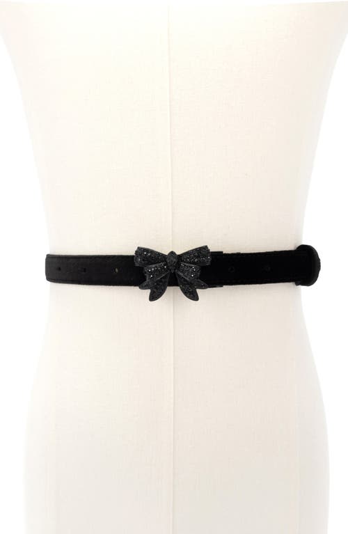 Kurt Geiger London Crystal Embellished Bow Velvet Belt In Black
