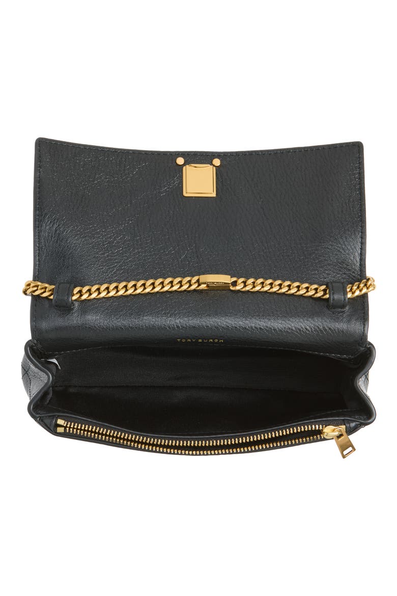 Charlie Quilted Leather Wallet on a Chain, Alternate, color, BLACK