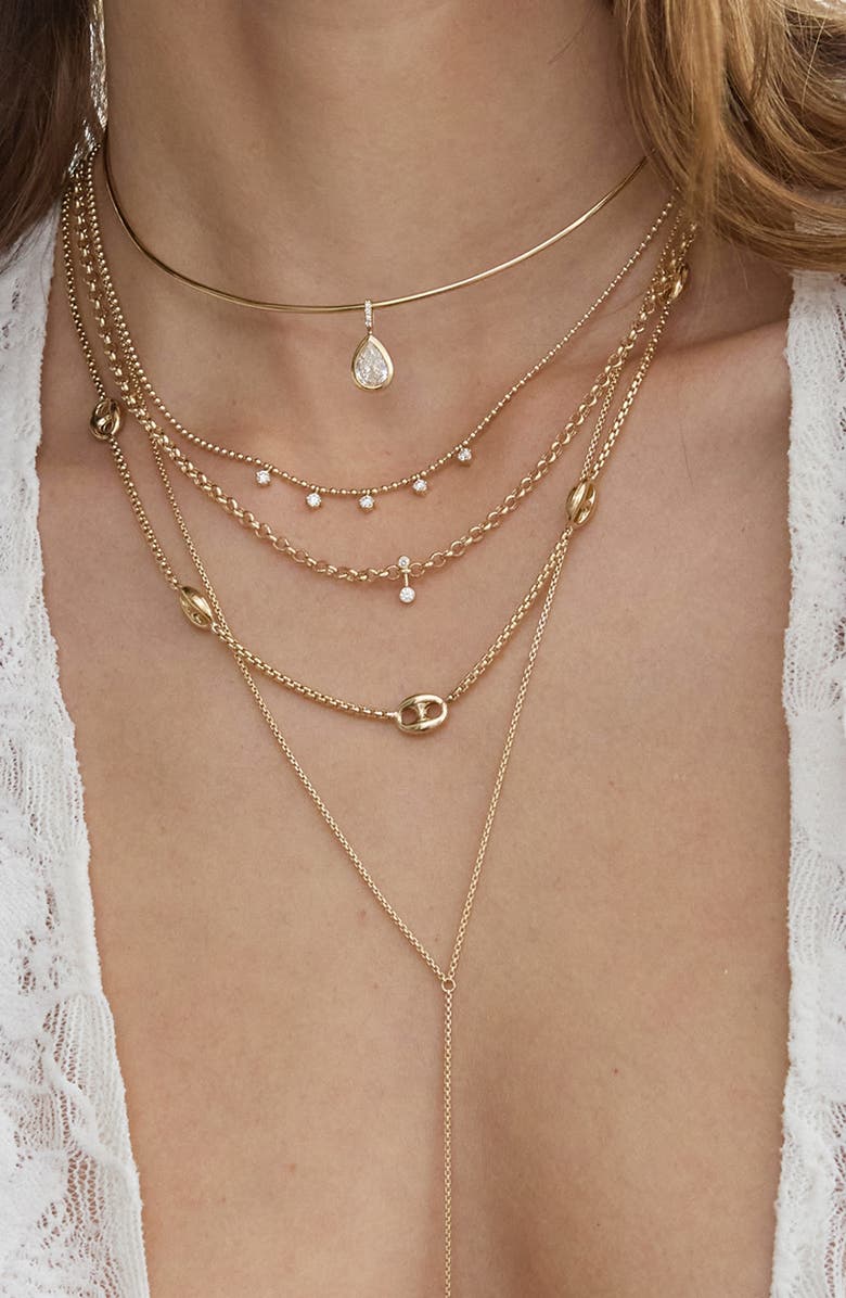 Zoë Chicco 14K Gold Mariner Station Necklace, Alternate, color, 14K Yellow Gold