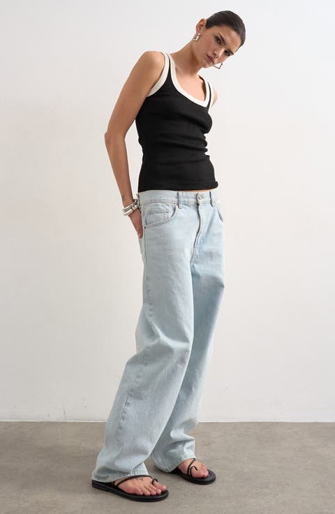 Scoop Neck Stretch Cotton Rib Tank