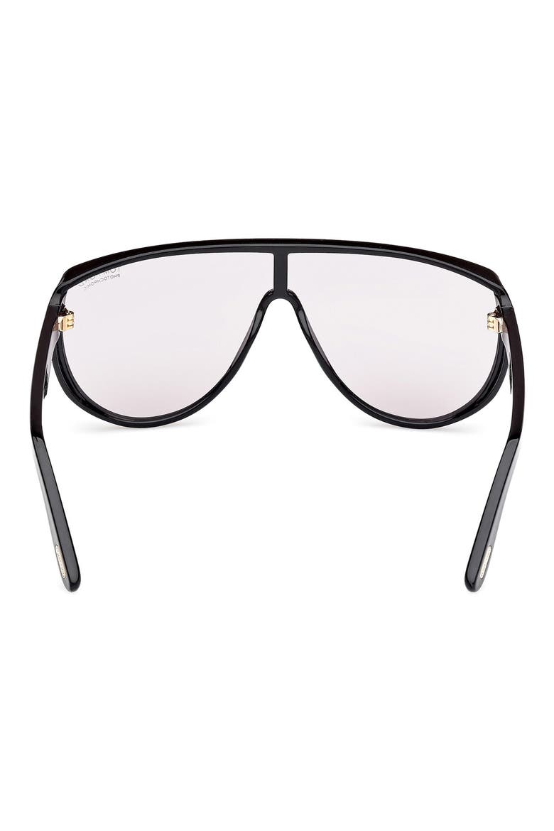 Achilles 138mm Shield Sunglasses, Alternate, color, BLACK / T LOGO / SMOKE LENSES
